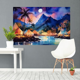 Impressão Em Tela Noites tropicais 2 aquarelas XL art