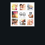 Impressão Em Tela nome da colagem de fotos brancas de 90 aniversário<br><div class="desc">Um único presente de aniversário de 90 ou guardiã, celebrando sua vida com uma colagem de 8 fotos suas. Adicione imagens de sua família, amigos, animais de estimação, hobbies ou destino de viagem de sonho. Personalize e adicione um nome, 90 anos e uma data. Cinzas e letras pretas. Um fundo...</div>