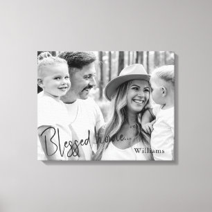 Impressão Em Tela Nome da família B/W Retrato Grande