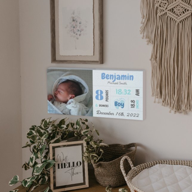 Impressão Em Tela Nome da Família do Anúncio de Nascimento da Foto (Criador carregado)