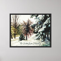 Nome da Família Monograma Aquarela Inverno Naturez