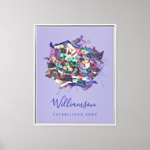 Impressão Em Tela Nome da Família Personalizada Est. Ano Azul Roxo M