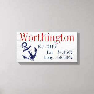 Impressão Em Tela Nome da sua família Latitude e Longitude