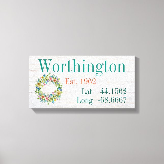 Impressão Em Tela Nome da sua família Latitude e Longitude (Frente)