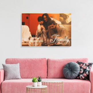 Impressão Em Tela Nome de Foto Personalizada da Família com Letra Mo