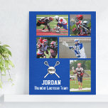 Impressão Em Tela Nome do Jogador da Colagem de Fotos do Lacrosse Pe<br><div class="desc">Mostre seu orgulho de equipe com este design de fotos personalizadas de lacrosse e bola, com fotos carregadas e texto personalizado. Adicione o nome do jogador ou o nome da equipe, o ano ou o número de camisa. Faz excelente final da temporada de presente ou presente de treinador. Altere a...</div>