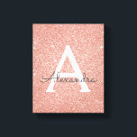 Impressão Em Tela Nome do Monograma do Sparkle Glitter de rosa Doura<br><div class="desc">Cor-de-rosa-azul - Nome do Monograma da Brilhante com brilho Dourado do Rosa e Impressão da Tela Inicial. A Canvas Print faz o aniversário perfeito, casamento, chá de fraldas ou presente de brida para alguém que decora seu quarto em ouro de rosa. Para combinar itens personalizados, entre em contato com o...</div>