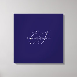 Impressão Em Tela nome minimalista clássico azul e branco personaliz