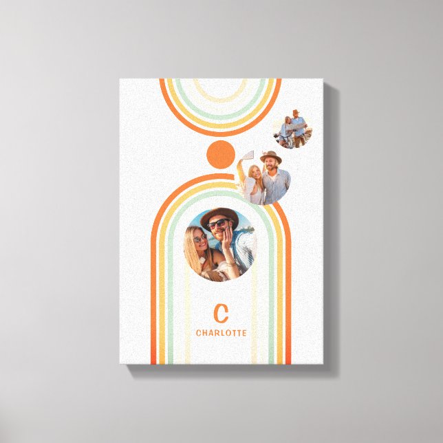 Impressão Em Tela Nome Monograma Boho Arch Multi Photo Trendy Girly (Frente)