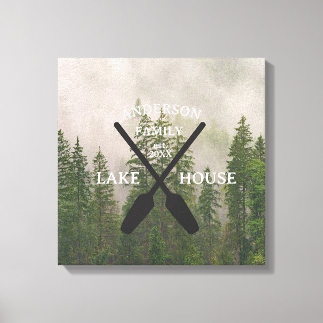 Impressão Em Tela Nome Personalizado da Família Lake House (Frente)