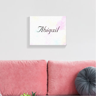 Impressão Em Tela Nome Personalizado Fonte Elegante Cores Girly Pate