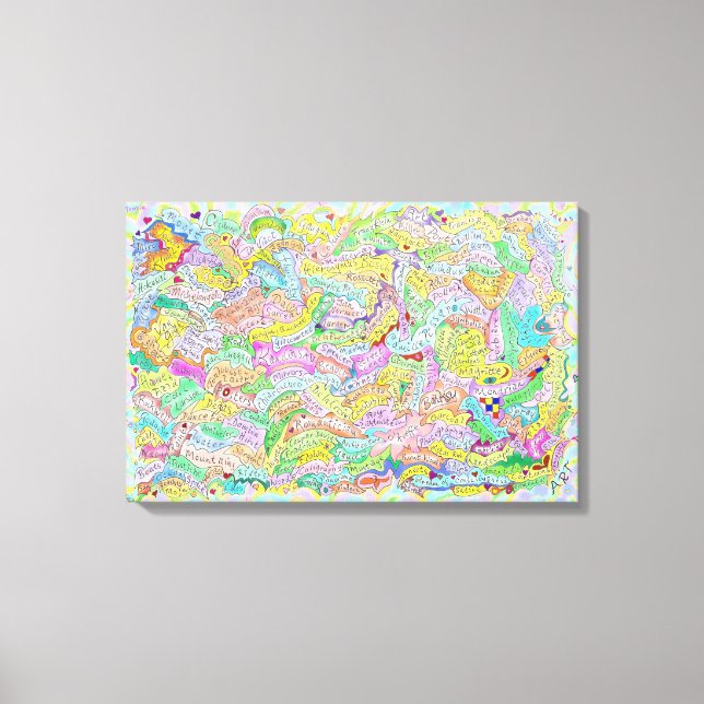 Impressão Em Tela Nomes de artistas famosos e palavras de arte (Frente)