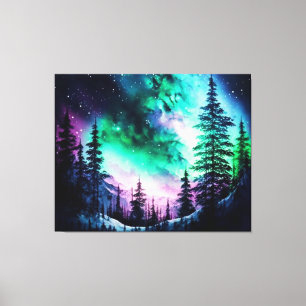 Impressão Em Tela Norte Celestial Aurora Borealis Acende Vívido