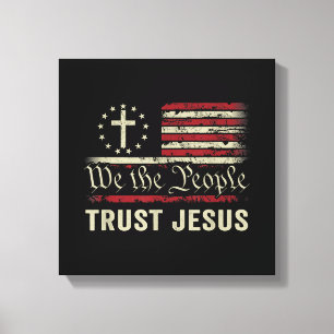 Impressão Em Tela Nós, as Pessoas, confiamos em Jesus - EUA, bandeir