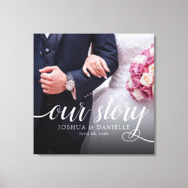 Impressão Em Tela Nossa História Foto Casamento Escrito à Mão Elegan