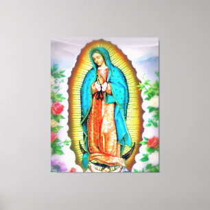 Impressão Em Tela Nossa Senhora de Guadalupe Floral