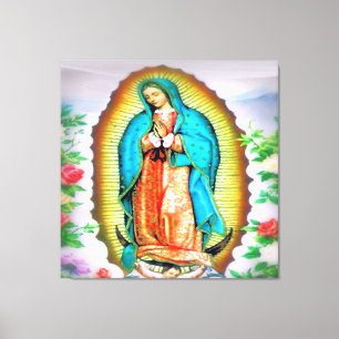 Impressão Em Tela Nossa Senhora de Guadalupe Floral