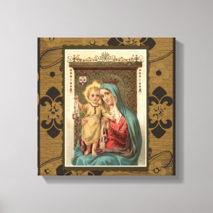 Impressão Em Tela Nossa senhora de Monte Carmelo com bebê Jesus