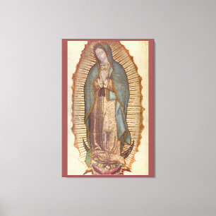 Impressão Em Tela NOSSA SENHORA GUADALUPE 30x45 NATURAL No MARROM