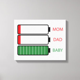 Impressão Em Tela NOVO BABY, MOM e uso de bateria física/mental do P