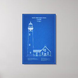 Impressão Em Tela Novo Farol de Presque Isle - Michigan - AD