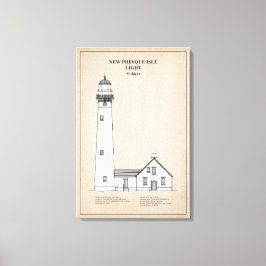 Impressão Em Tela Novo Farol Presque Isle - Michigan - SBD