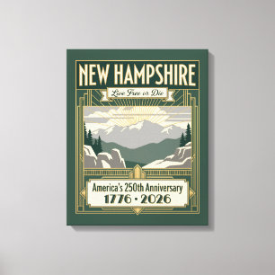 Impressão Em Tela Novo Hampshire Art Déco América 250º Aniversário