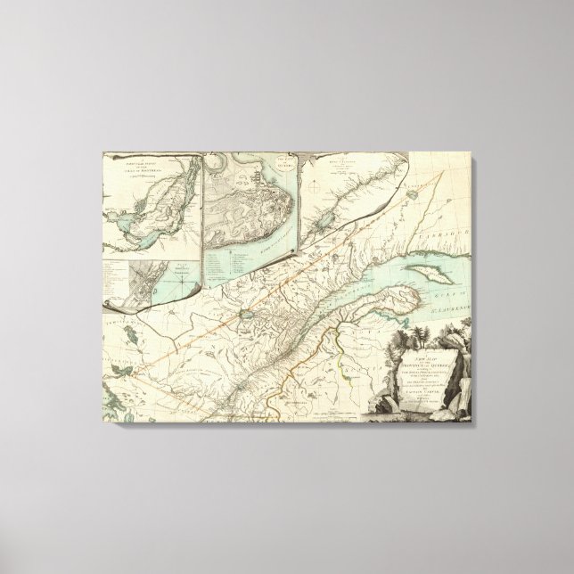 Impressão Em Tela Novo Mapa da Província do Quebec (Frente)