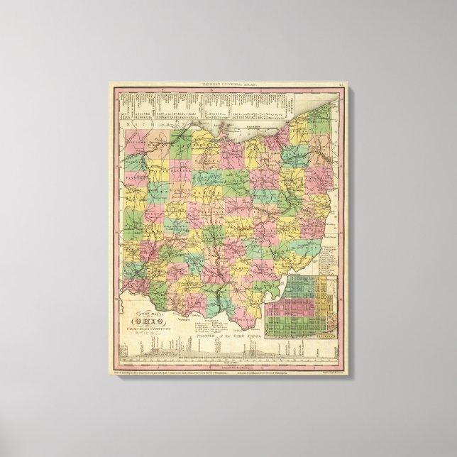 Impressão Em Tela Novo Mapa De Ohio (Frente)