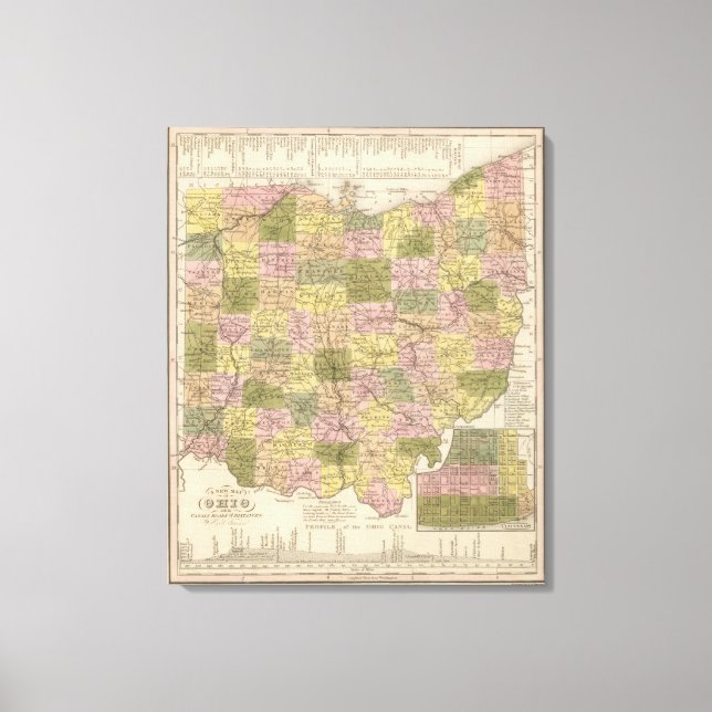 Impressão Em Tela Novo Mapa De Ohio (Frente)