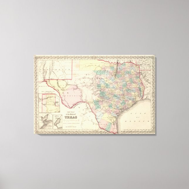Impressão Em Tela Novo Mapa do Estado do Texas (Frente)