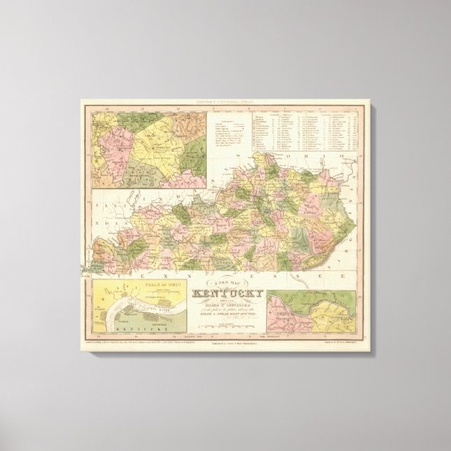 Impressão Em Tela Novo Mapa Do Kentucky 2 (Frente)