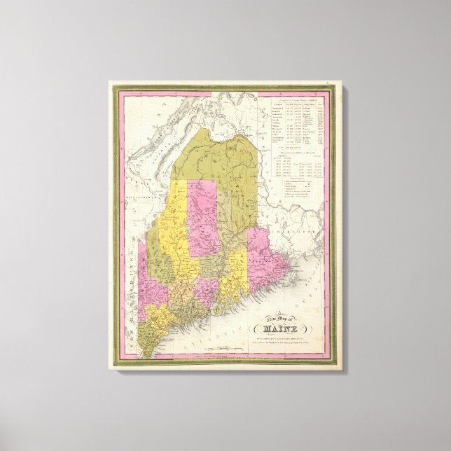 Impressão Em Tela Novo Mapa do Maine 2 (Frente)