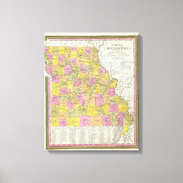 Impressão Em Tela Novo Mapa Do Missouri 2 (Frente)
