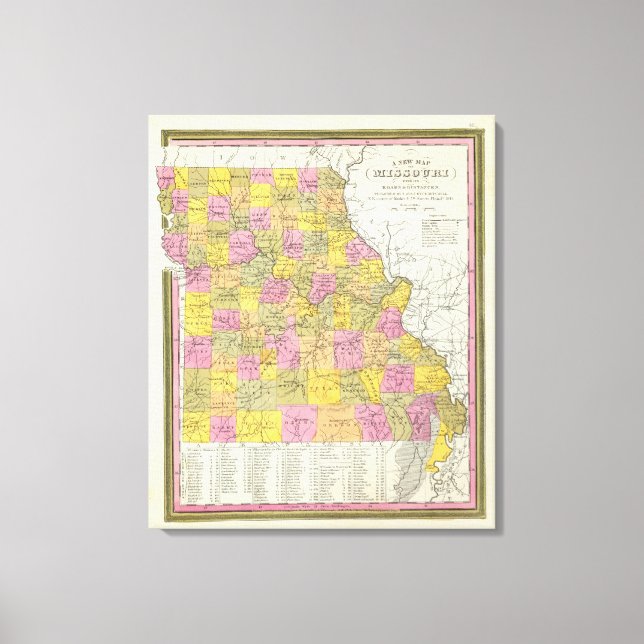 Impressão Em Tela Novo Mapa Do Missouri 2 (Frente)