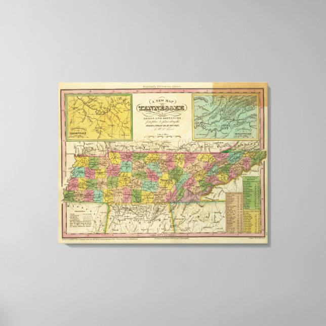 Impressão Em Tela Novo Mapa Do Tennessee 2 (Frente)