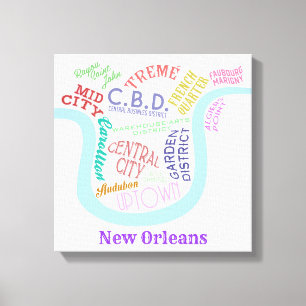 Impressão Em Tela Novo Orleans Mapa de Bairros de Nola
