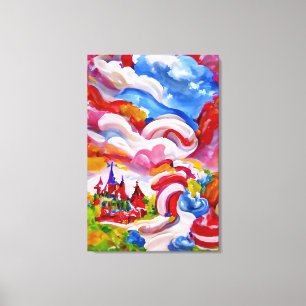 Impressão Em Tela Nuvens Brancas do Candyland Wonderland Blue Sky