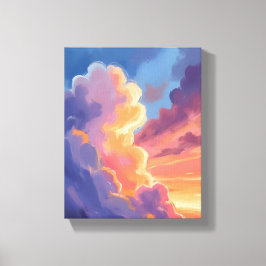 Impressão Em Tela Nuvens do Pôr do Sol | Pintura Colorida do Céu em 
