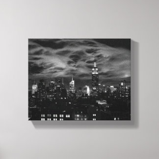 Impressão Em Tela Nuvens etéreas: NYC Skyline, ESB Preto e Branco