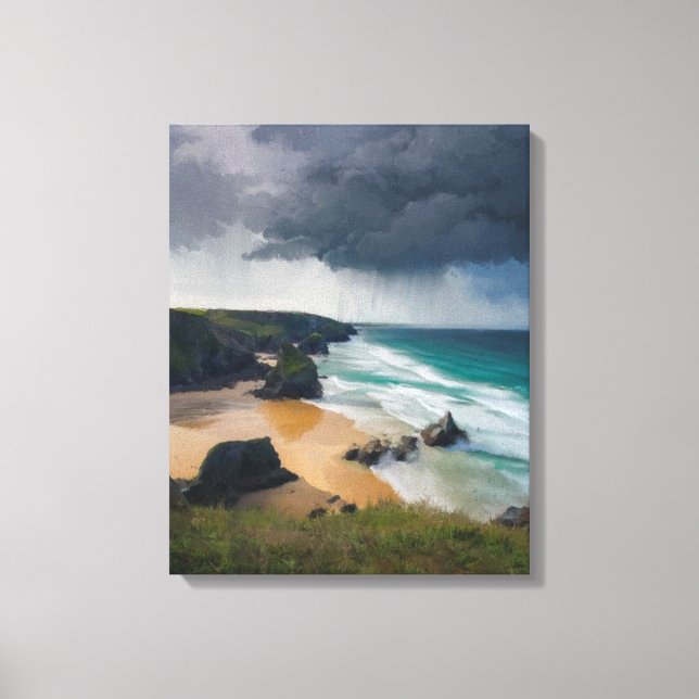 Impressão Em Tela Nuvens reais de tempestade sobre o mar azul lacrim (Frente)