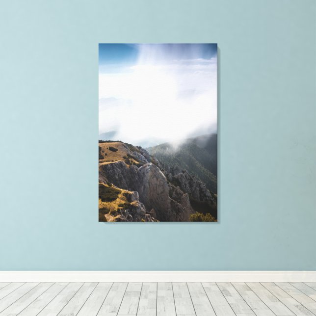 Impressão Em Tela Nuvens rolando sobre montanhas (Insitu(piso de madeira))
