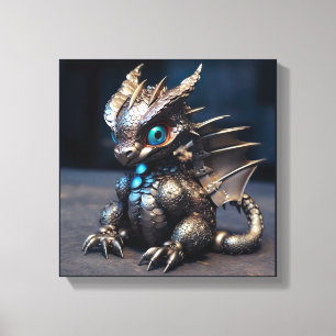 Impressão Em Tela O Adorável Dragão De Bebê De Metal