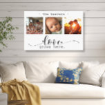 Impressão Em Tela O Amor Da Colagem De Fotos Moderna Cresce Aqui<br><div class="desc">Esta surpreendente canvas de arte apresenta uma bela colagem de fotos em três quadros, mostrando memórias queridas, enfeitiçadas com a mensagem sincera, "O Amor Cresce Aqui." O elegante design preto-e-branco, combinado com um belo roteiro e a tipografia do impressão, cria uma peça sofisticada e duradoura que complementará qualquer estilo interior....</div>