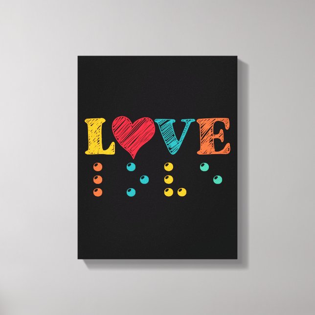 Impressão Em Tela O Amor É Cego Braille (Frente)