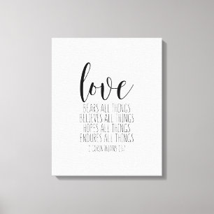 Impressão Em Tela O Amor Enrola Todas As Coisas, 1 Corintiano 13:7