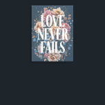 Impressão Em Tela O Amor Nunca Falha Arte Floral Inspiradora<br><div class="desc">Deixe o amor ser sua luz orientadora com esta linda impressão de tipografia floral "O Amor Nunca Falha". Contra um fundo profundo e sombrio, a letra elegante é cercada por flores delicadas, criando um design sofisticado e de coração. Esta peça serve como um lembrete diário do amor duradouro, fé e...</div>