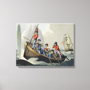 Impressão Em Tela O barco de um navio que ataca uma baleia, gravada