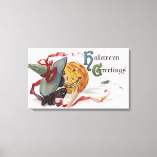 Impressão Em Tela O Beijo da Bruxa: Um Jack o Lanterna no Halloween