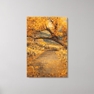 Impressão Em Tela O Caminho Dourado Inspirado em Klimt